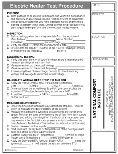 Electric Heater Test Procedure